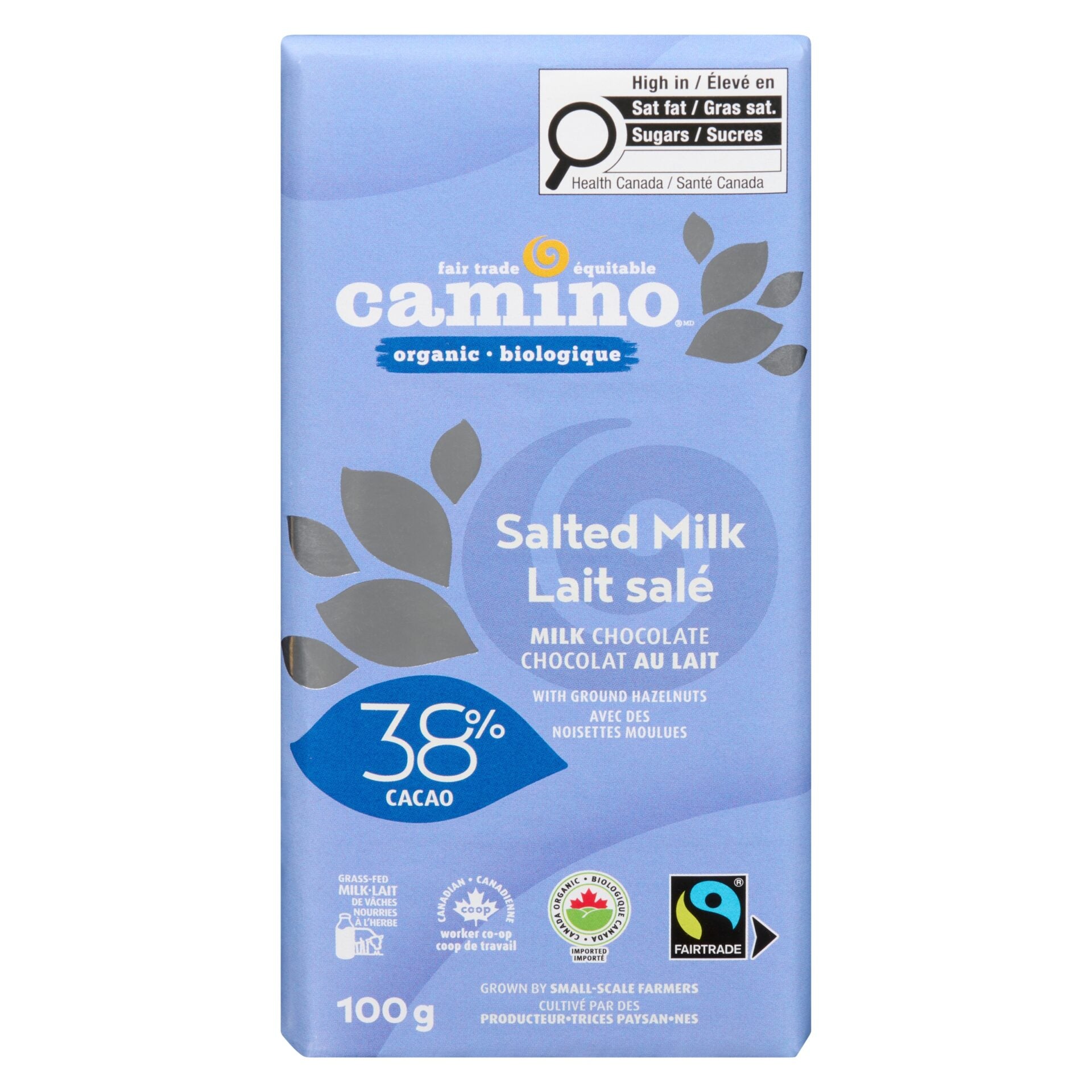 Camino Organic Salted Milk Chocolate Bar 38% 100g