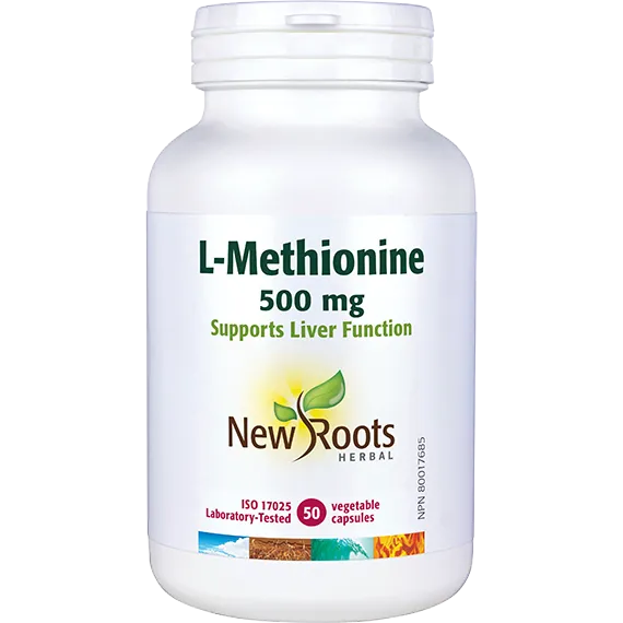 New Roots L-Methionine 500mg 50 Vegetarian Capsules