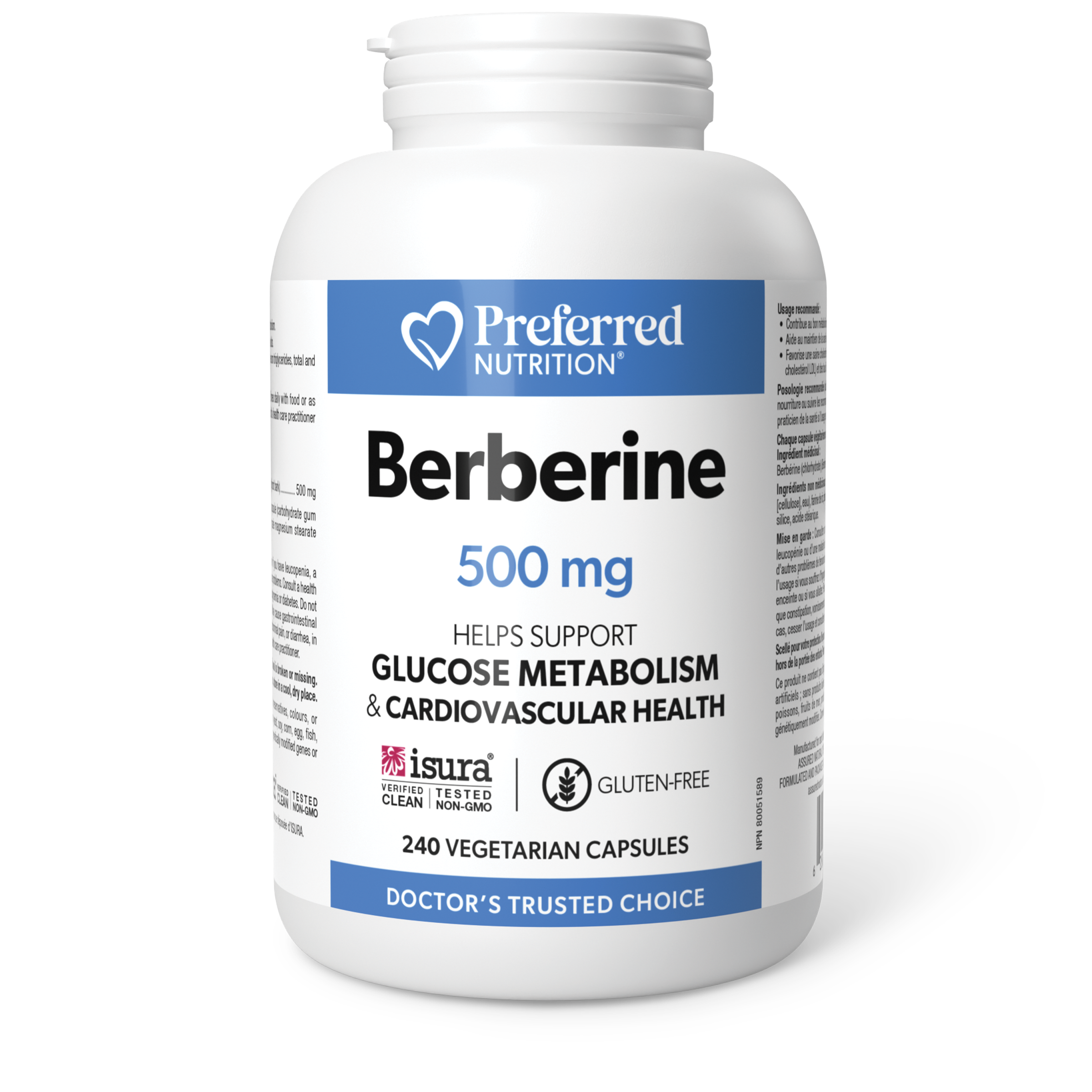 Preferred Nutrition Berberine 500mg 240 Vegetarian Capsules