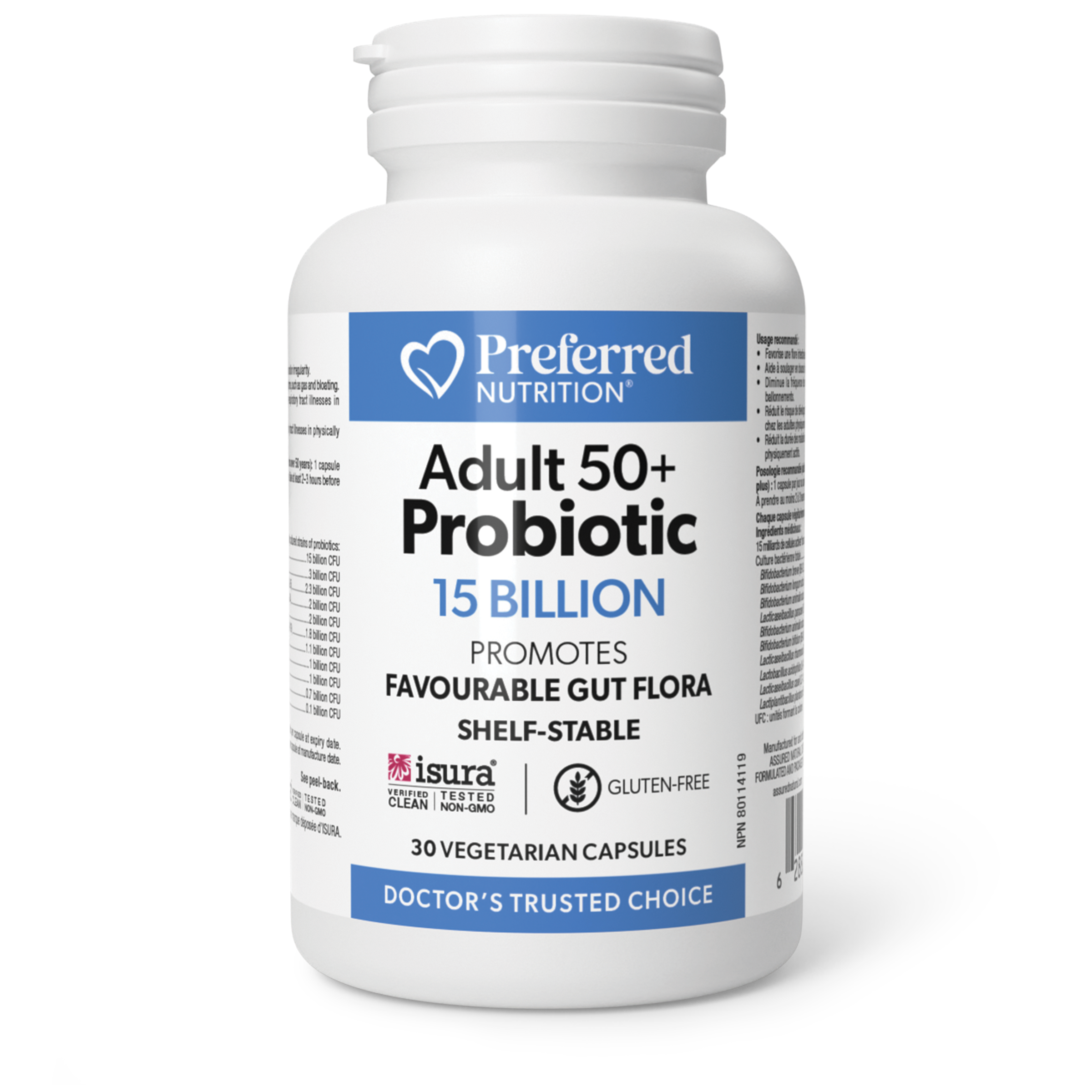 Preferred Nutrition Adult 50+ Probiotic 15 Billion 30 Vegetarian Capsules