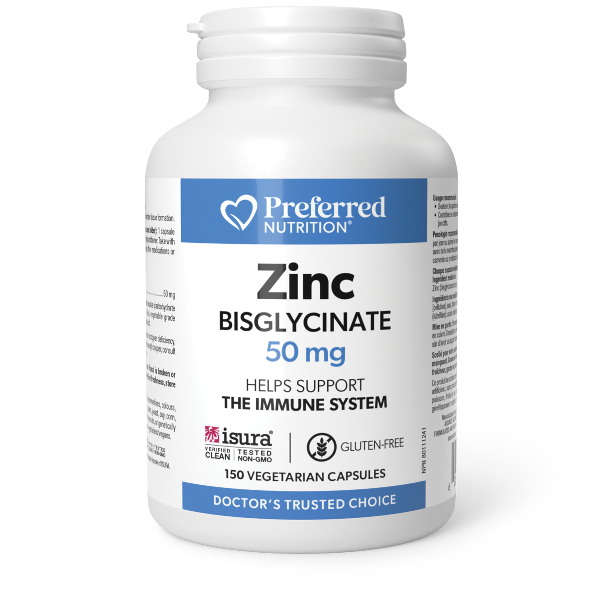 Preferred Nutrition Zinc Bisglycinate 50mg 150 Vegetarian Capsules