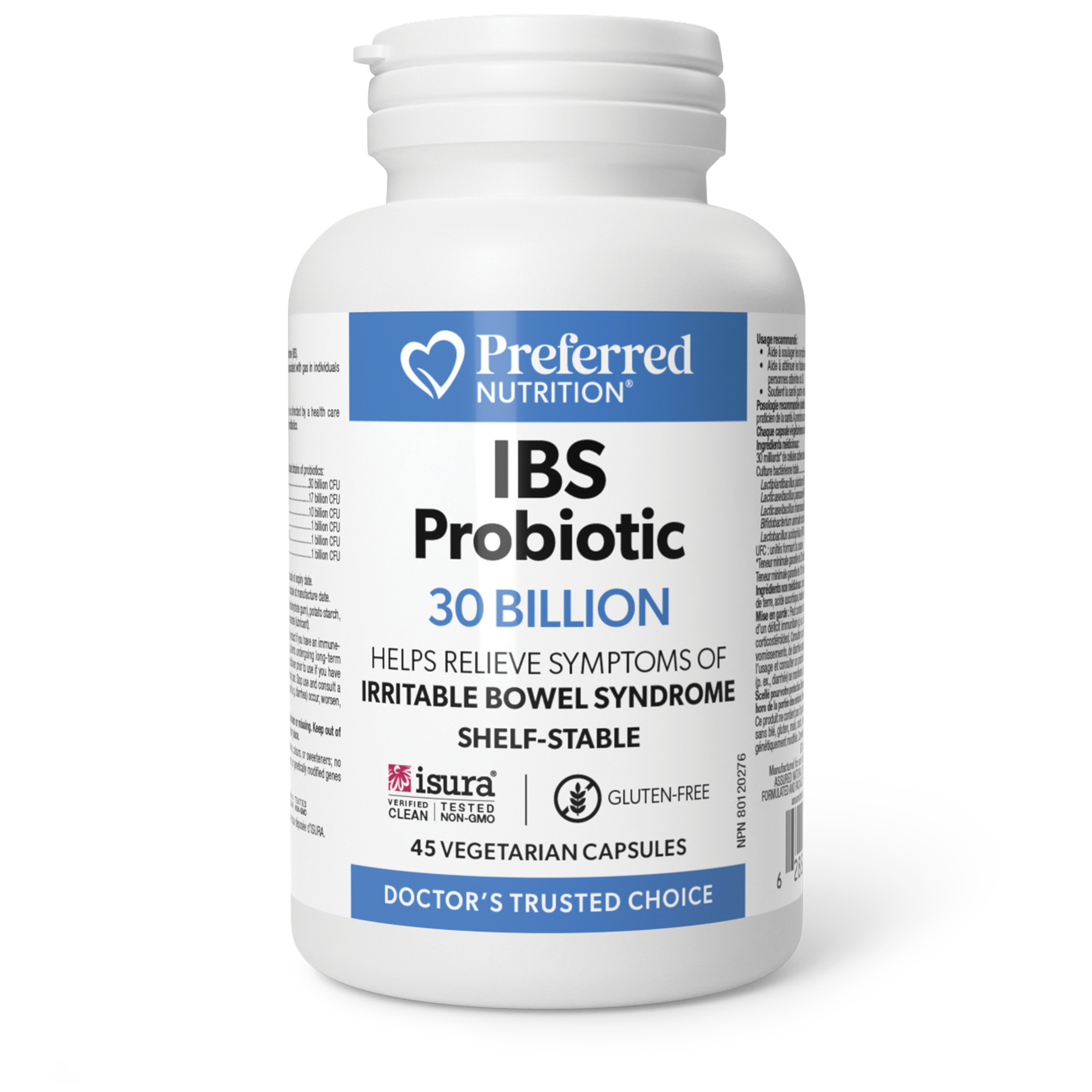 Preferred Nutrition IBS Probiotic 30 Billion 45 Vegetarian Capsules