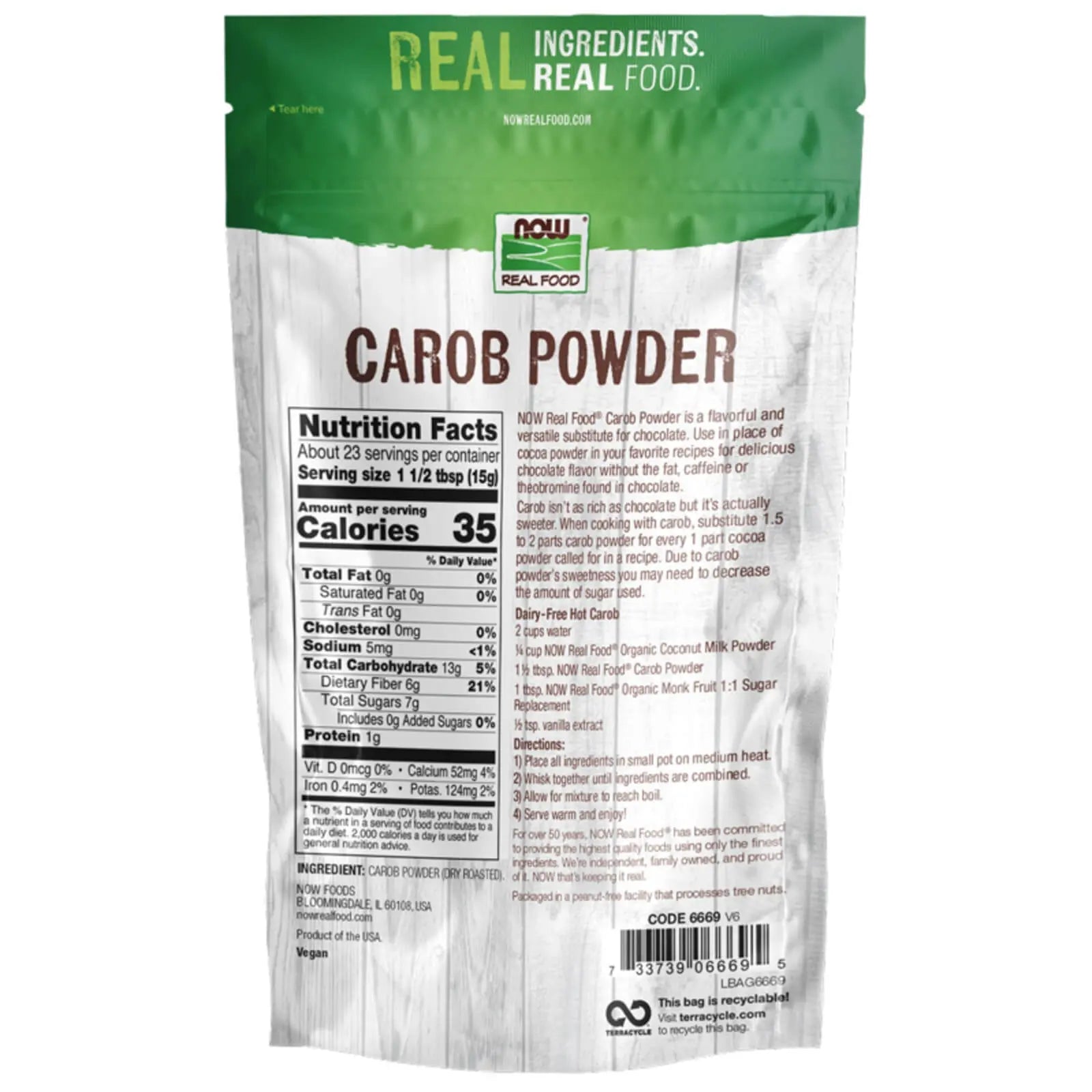 NOW Carob Powder Dry Roasted 340g