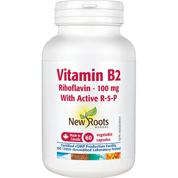New Roots Vitamin B2 Riboflavin 100mg 60 Vegetarian Capsules