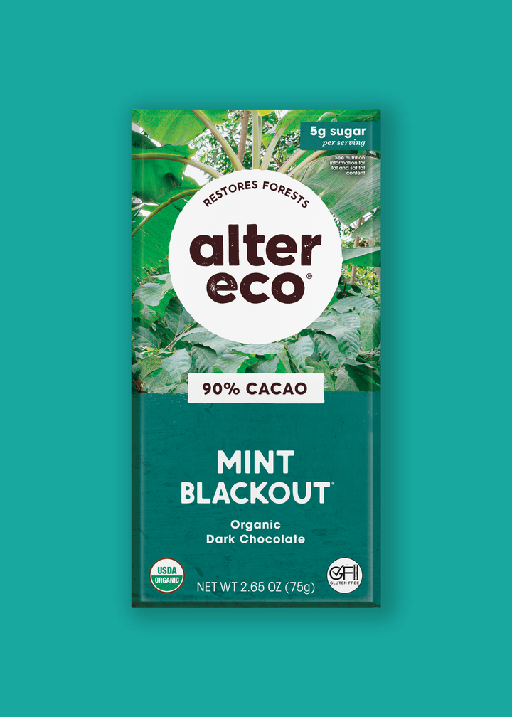 Alter Eco Organic Mint Blackout 90% Dark Chocolate Bar 75g