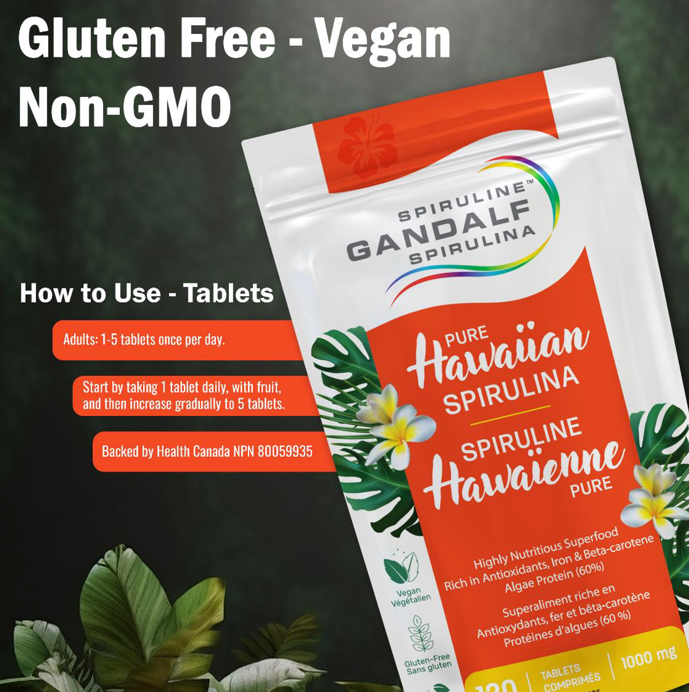 Gandalf Hawaiian Spirulina 1000mg 120 Tablets