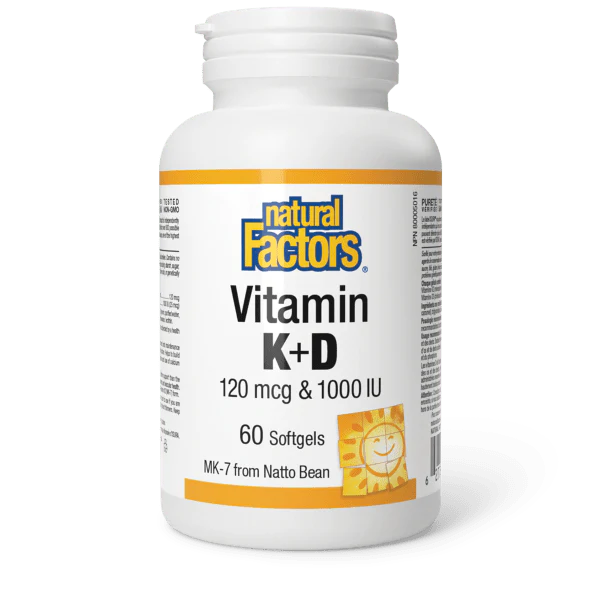 Natural Factors Vitamin K & D 120mcg & 1000 IU 60 Softgels