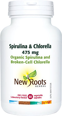 New Roots Spirulina & Chlorella 475mg 60 Vegetarian Capsules