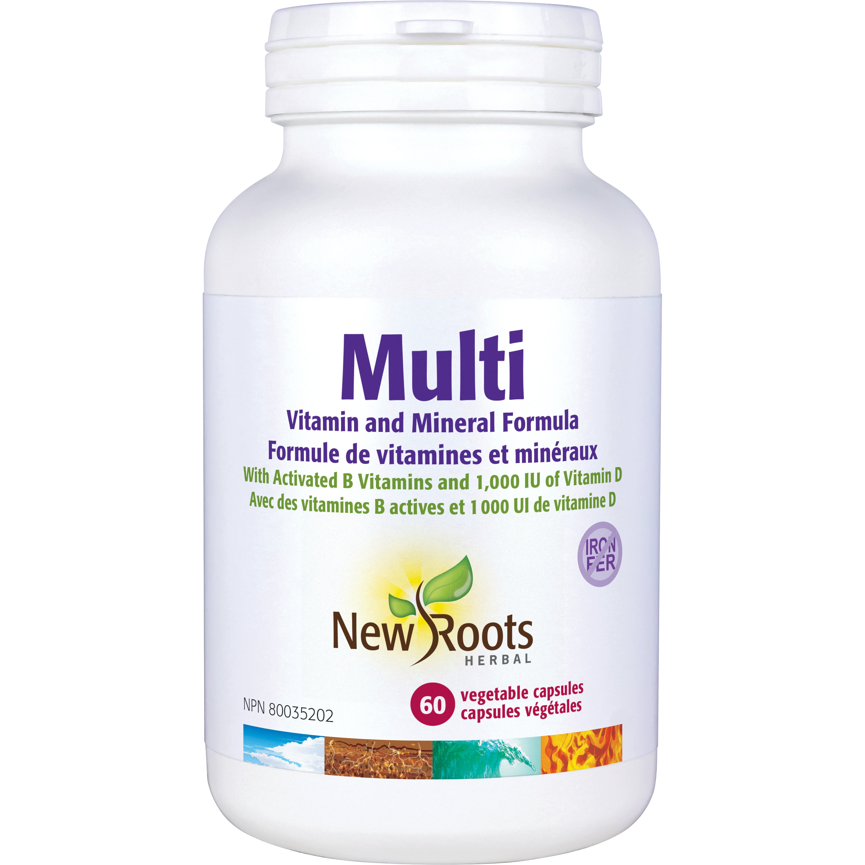 New Roots One A Day Multivitamin Iron & Vitamin A Free, 60 Vegetarian Capsules