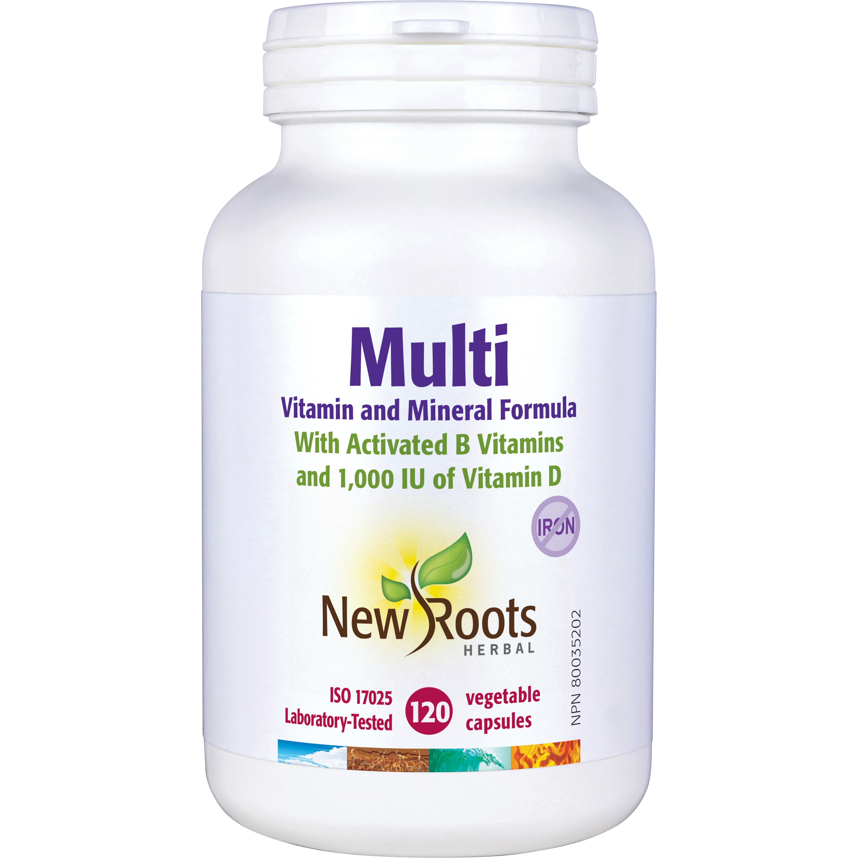 New Roots One A Day Multivitamin Iron & Vitamin A Free, 120 Vegetarian Capsules