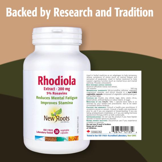 New Roots Rhodiola Extract 200mg 30 Vegetable Capsules