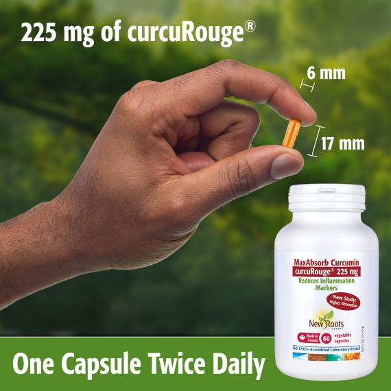 New Roots MaxAbsorb Curcumin curcuRouge 225mg 60 Vegetarian Capsules