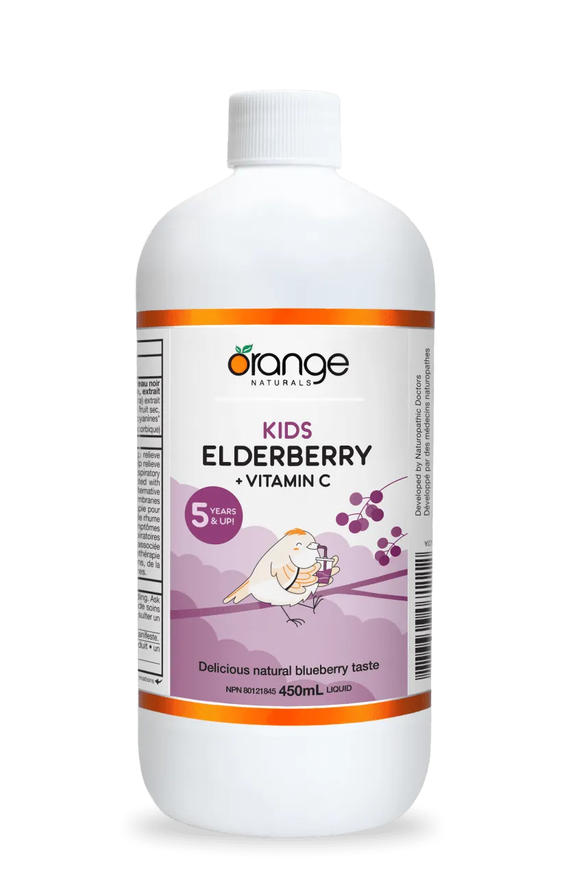 Orange Naturals Kids Elderberry + Vitamin C  Natural Blueberry Liquid 450ml