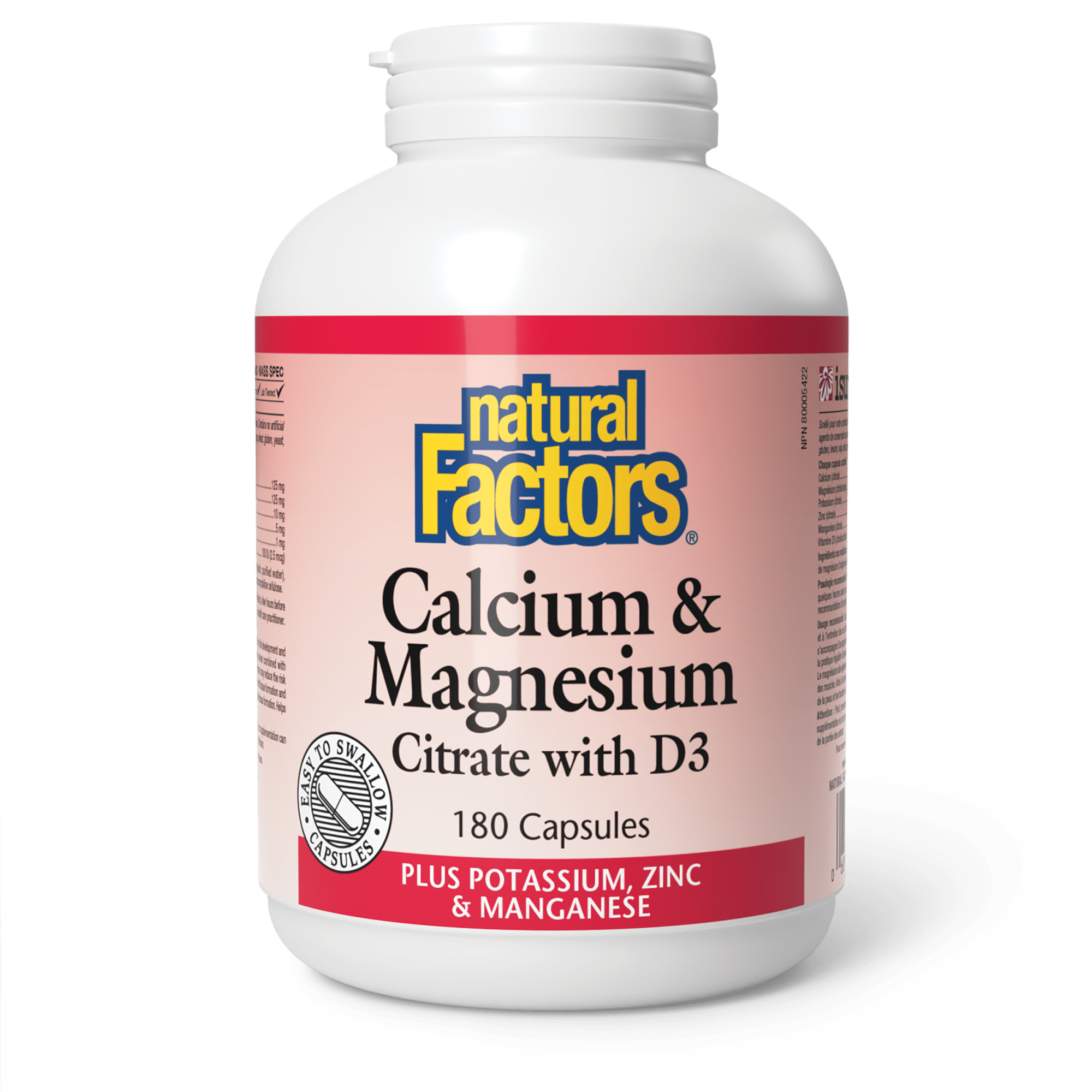 Natural Factors Calcium & Magnesium Citrate with D3 180 Capsules