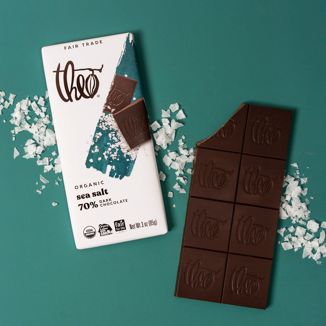 Theo Organic 70% Dark Chocolate Sea Salt Bar 85g