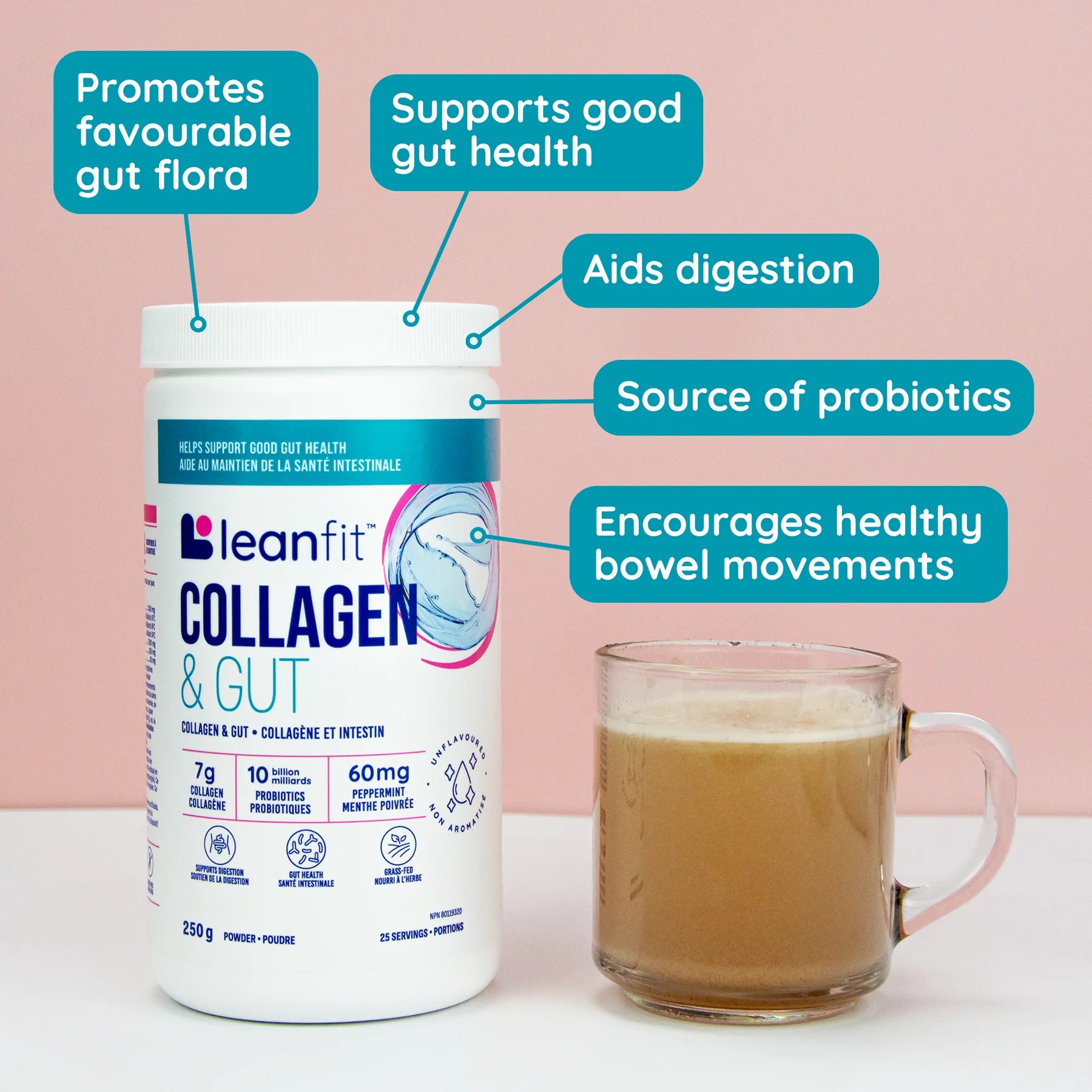 LeanFit Collagen & Gut Unflavoured 250g