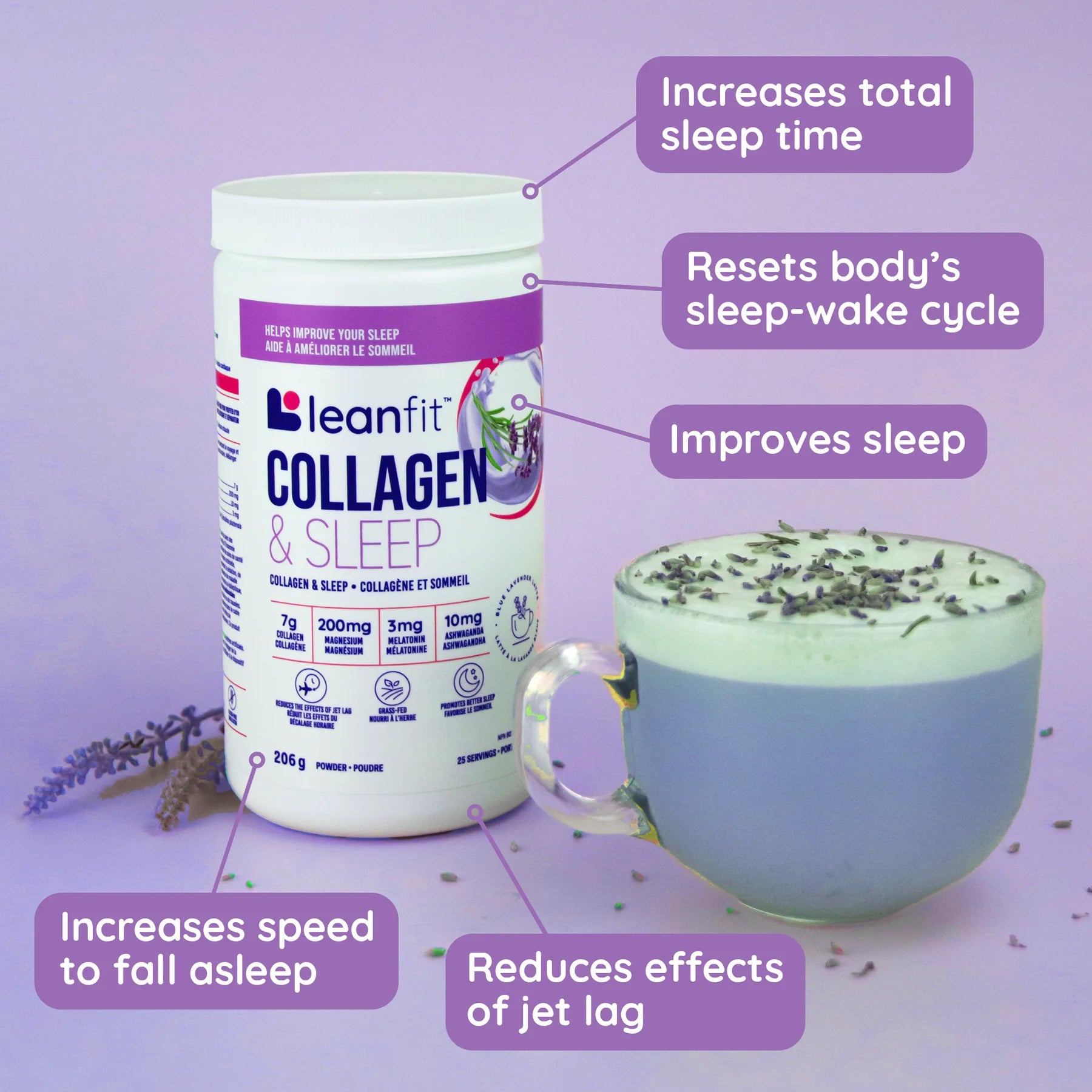 LeanFit Collagen & Sleep Blue Lavender 206g