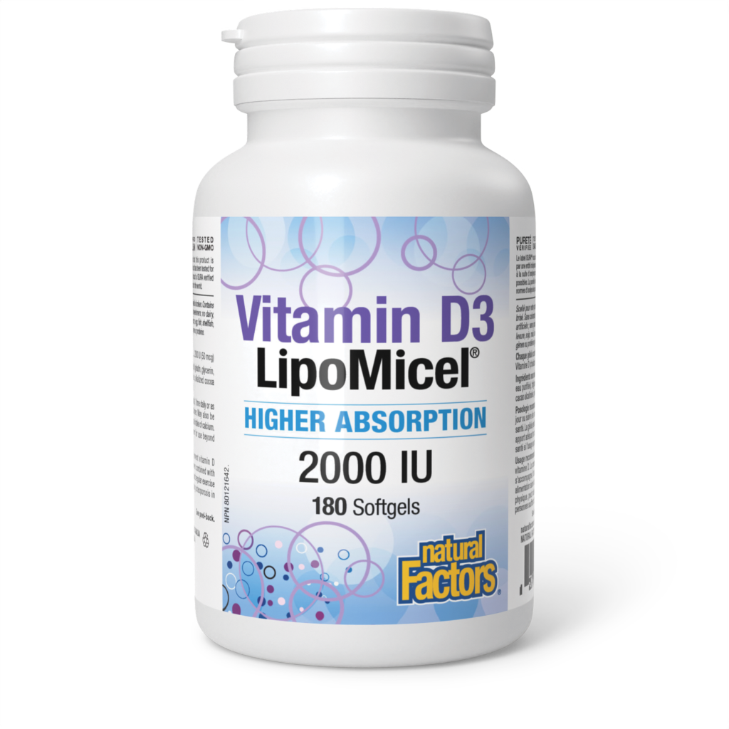 Natural Factors Vitamin D3 LipoMicel 2000IU 180 Softgels