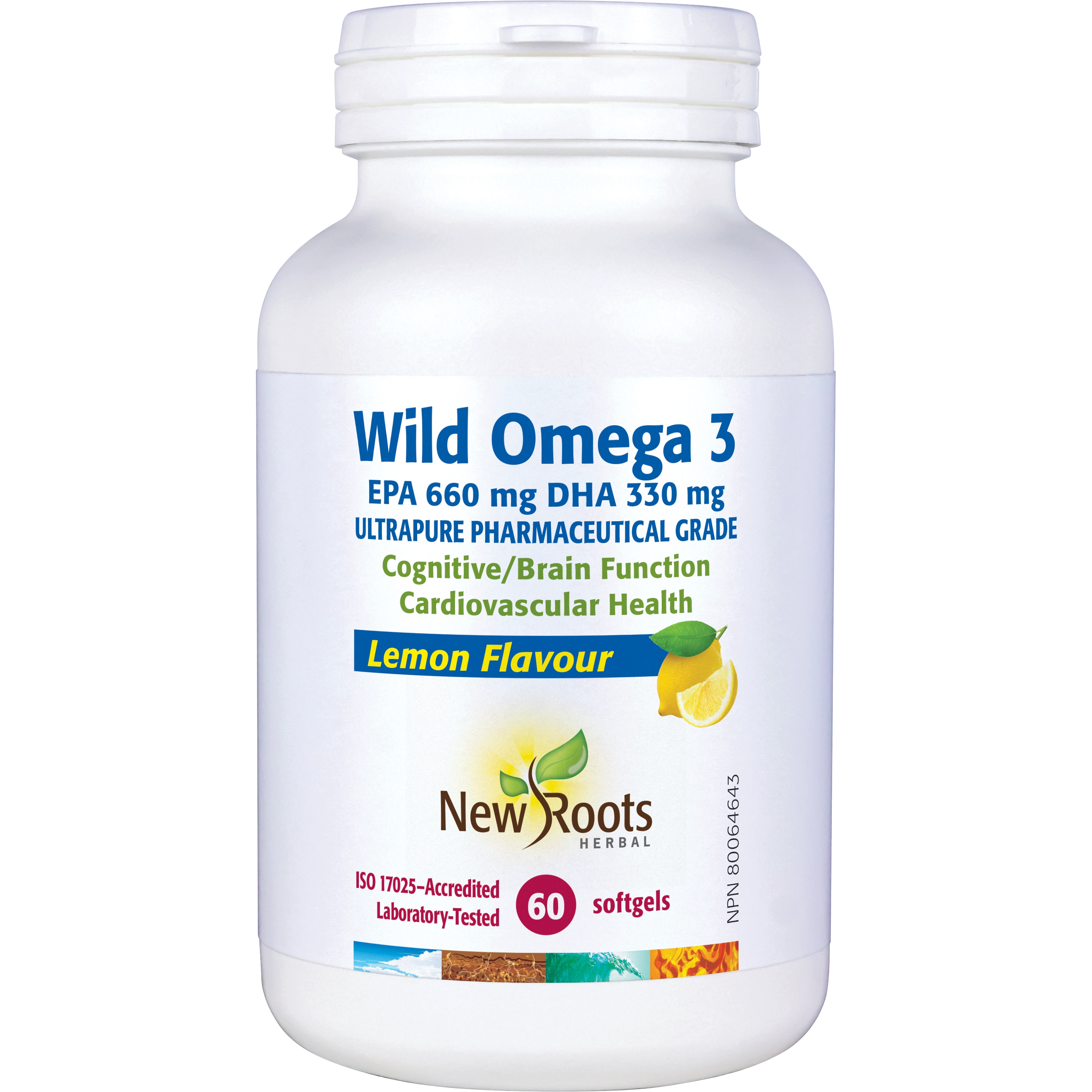 New Roots Wild Omega Lemon Flavour 60 Softgels
