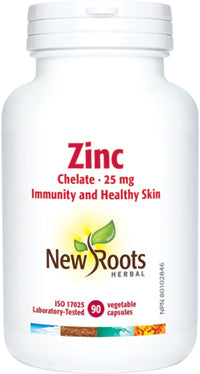 New Roots Zinc Chelate 25mg 90 Vegetarian Capsules