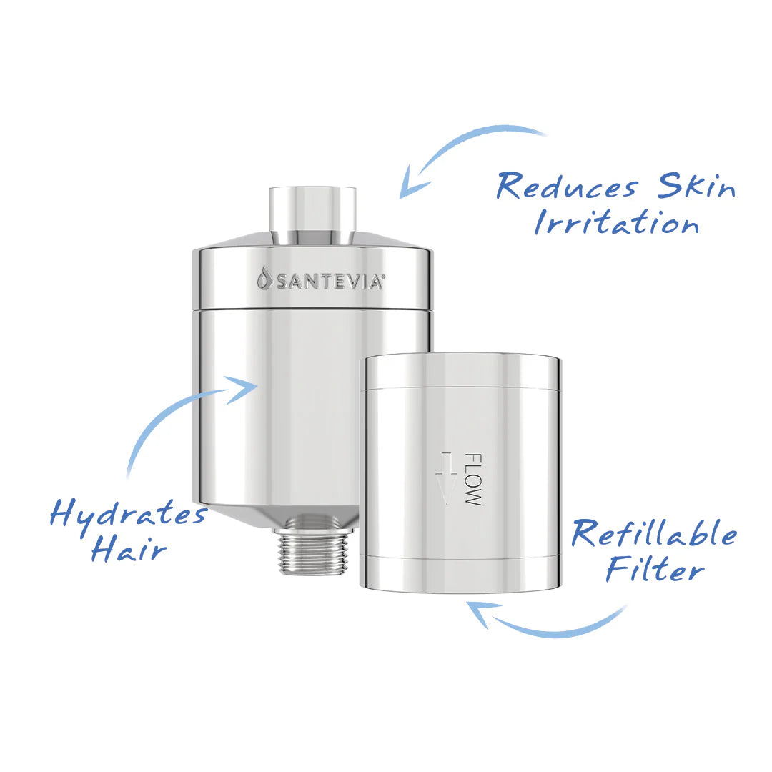 Santevia Refillable Metal Shower Filter (Includes First Filtration Media and Filter)