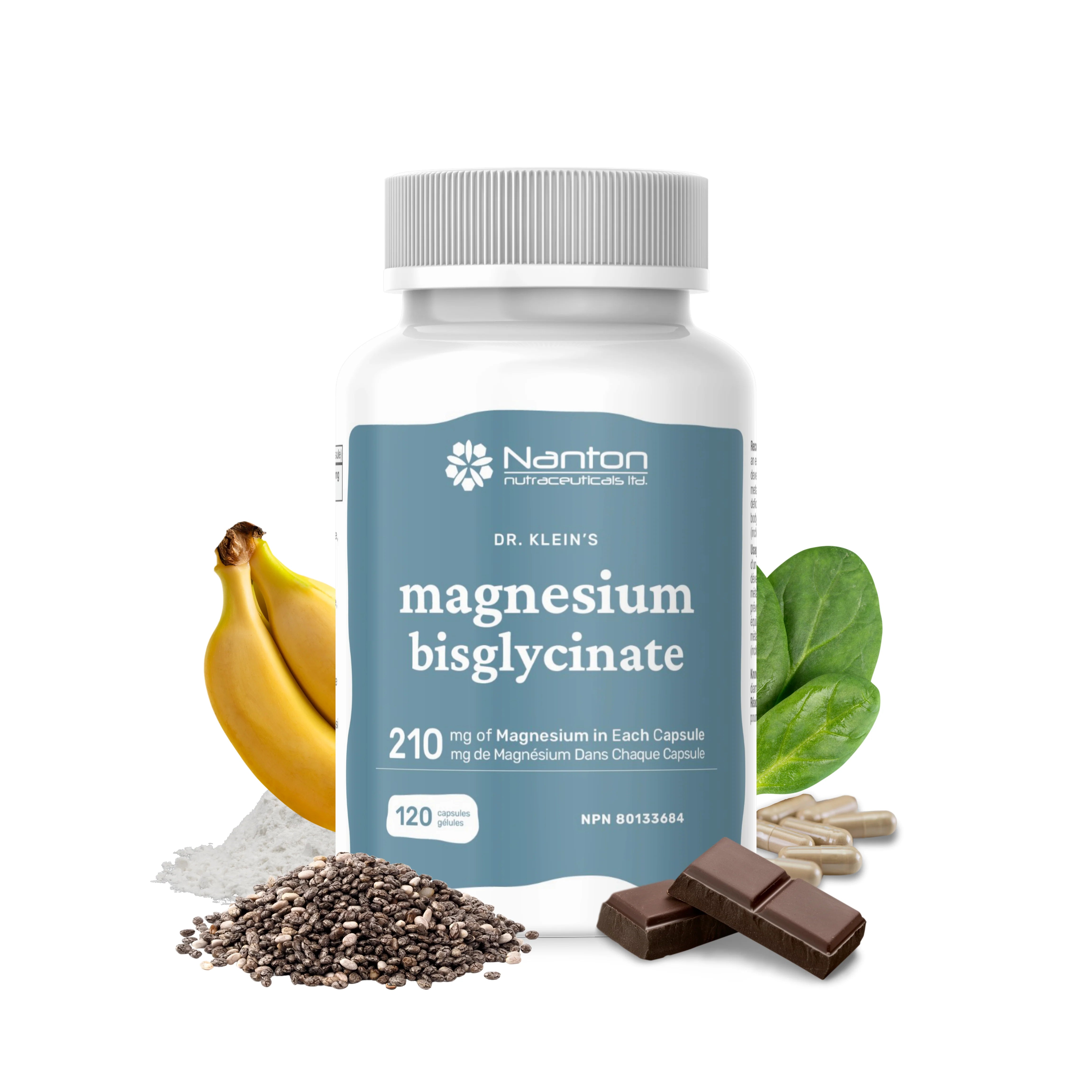 Nanton Magnesium Bisglycinate 120 Vegetarian Capsules