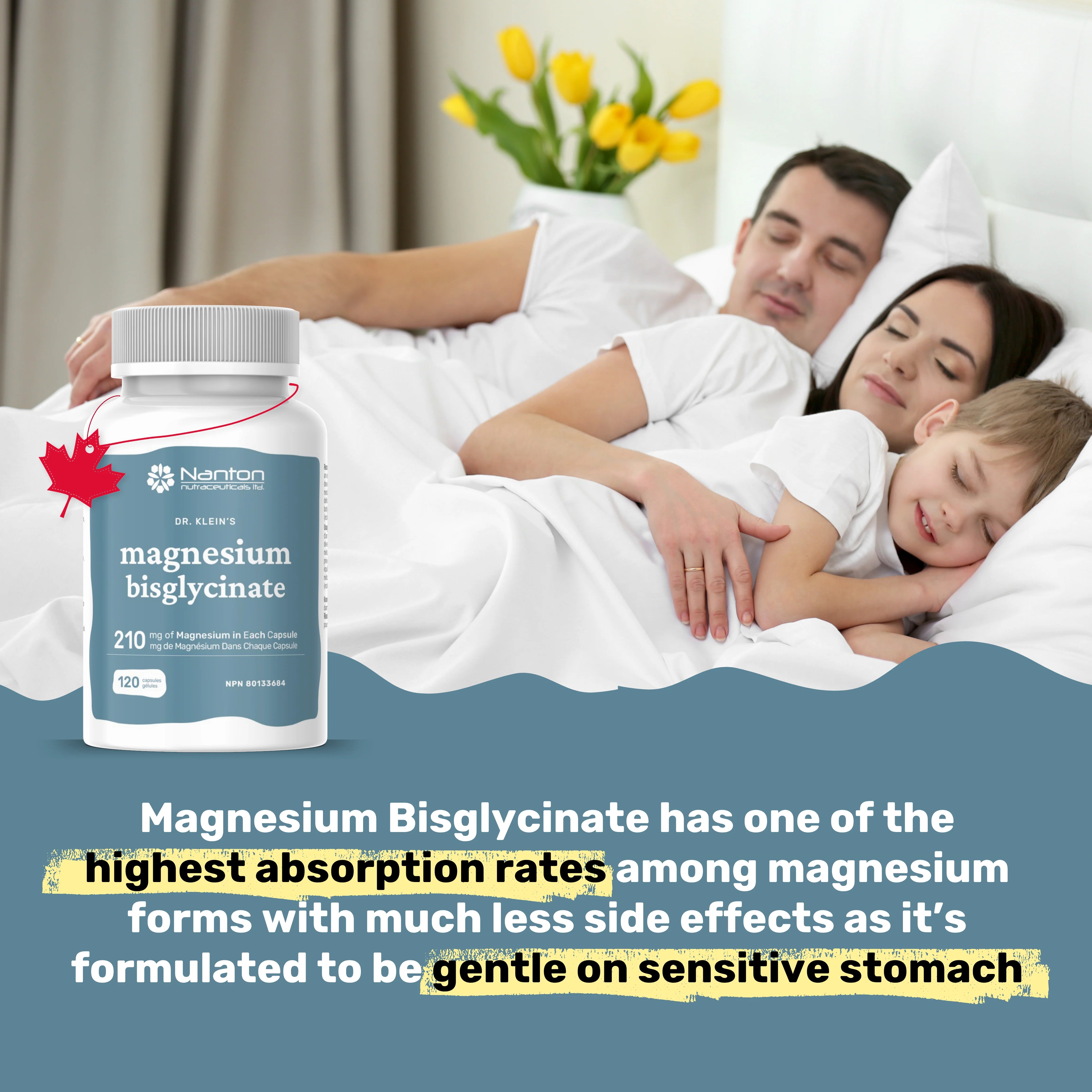 Nanton Magnesium Bisglycinate 120 Vegetarian Capsules