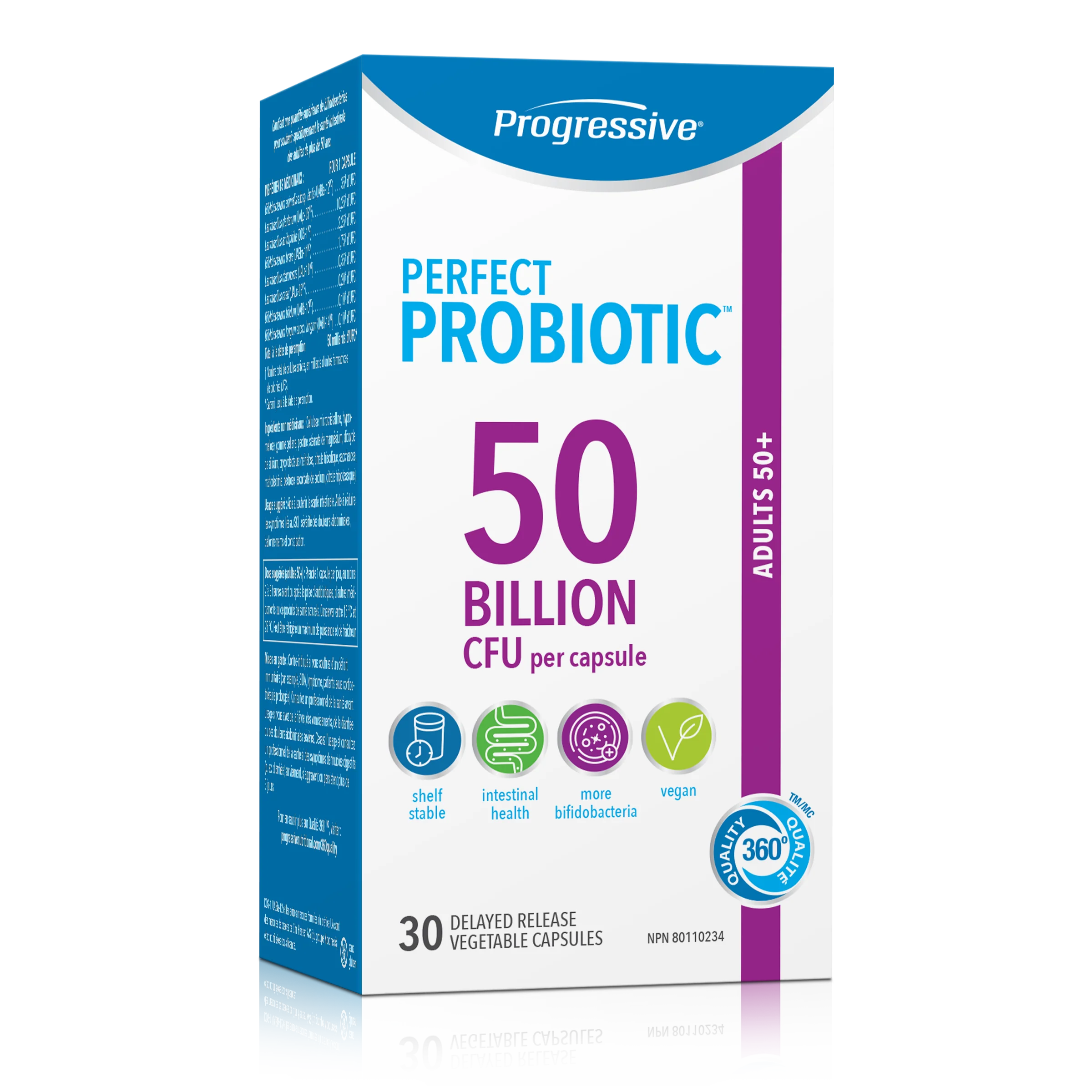 Progressive Perfect Probiotic 50 Billion Adults 50+ 30 DR Vegetarian Capsules