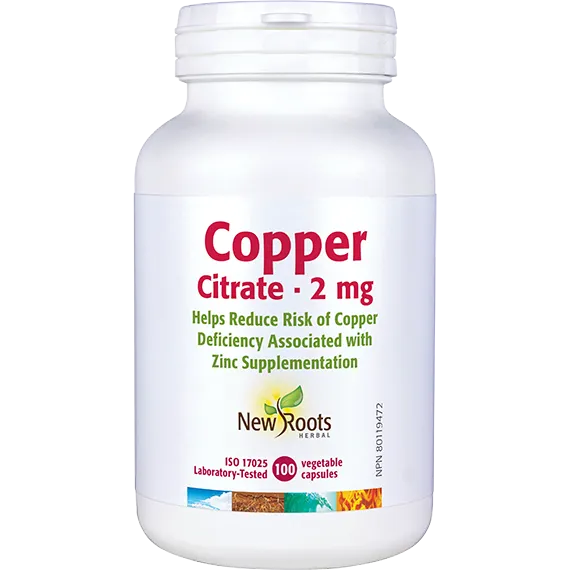 New Roots Copper Citrate 2mg 100 Vegetarian Capsules
