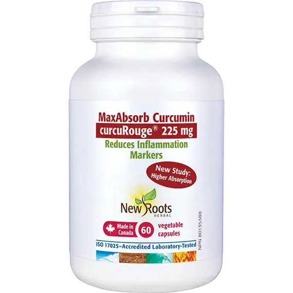 New Roots MaxAbsorb Curcumin curcuRouge 225mg 60 Vegetarian Capsules