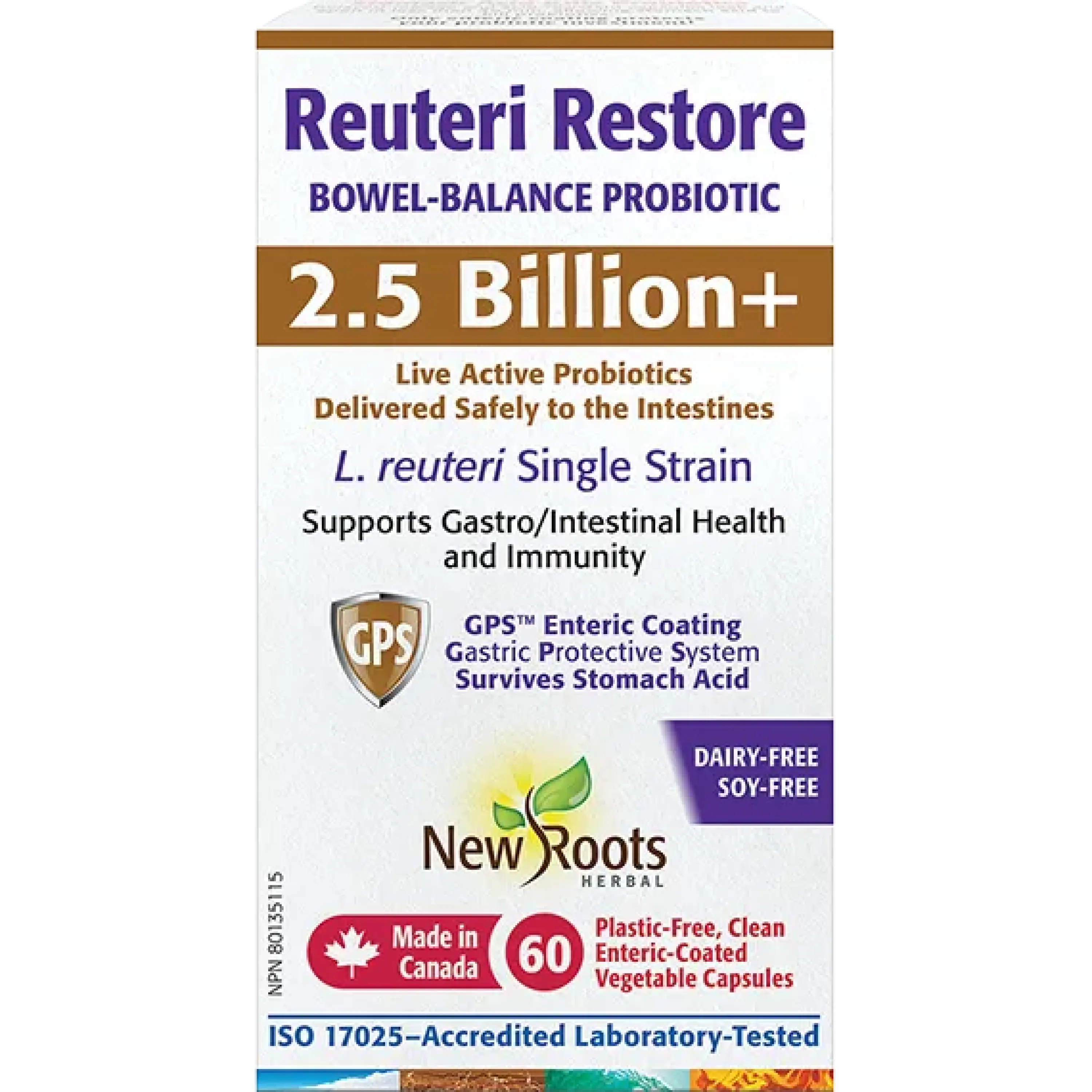 New Roots Reuteri Restore 2.5+ Billion 60 Vegetarian Capsules (Discontinued, 30 caps still available)