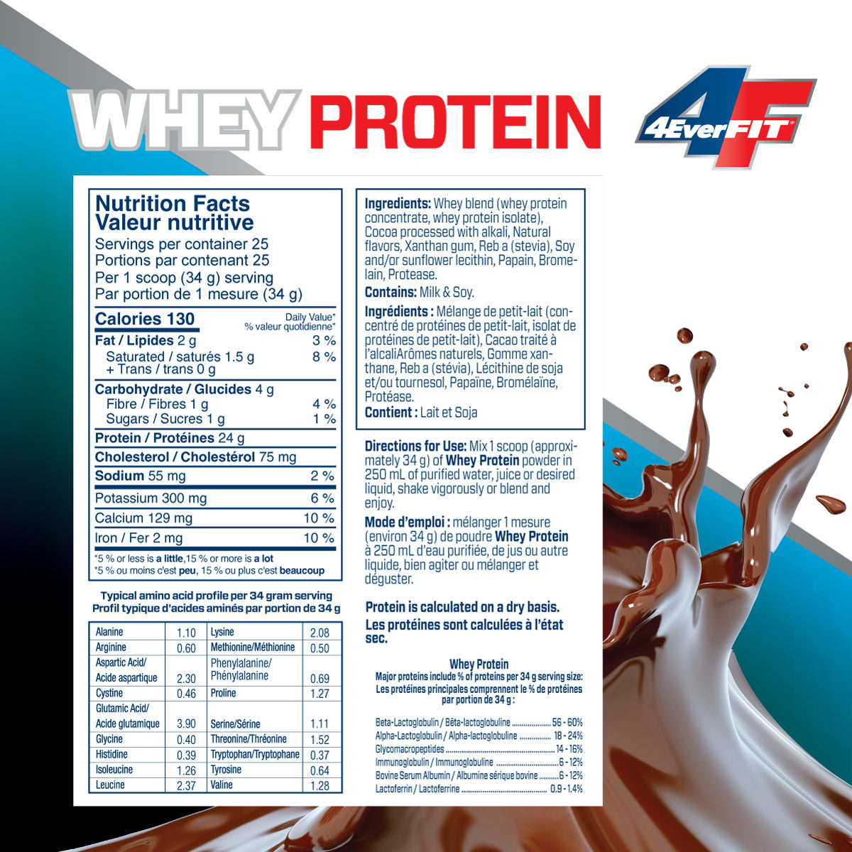4 Ever Fit Grass-Fed Whey Protein Blend Chocolate Mousse 850g