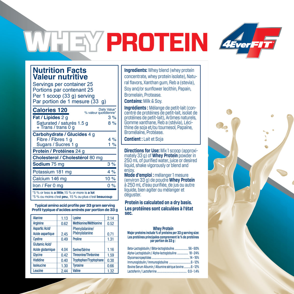 4 Ever Fit Grass-Fed Whey Protein Blend Vanilla Shake 825g