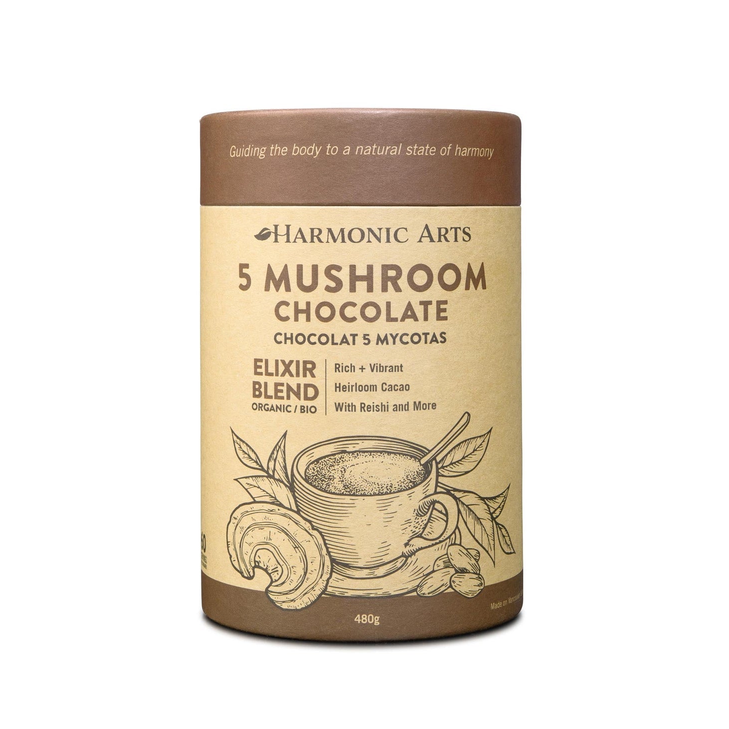 Harmonic Arts Organic 5 Mushroom Chocolate Elixir Blend 160g (Discontinued, substitute with other size)