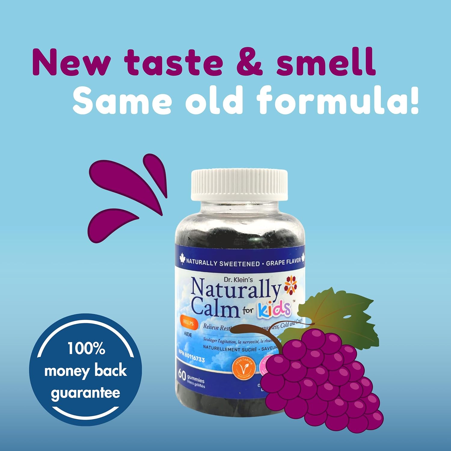 Dr. Klein's Naturally Calm for Kids 60 Gummies (Sugar-Free)