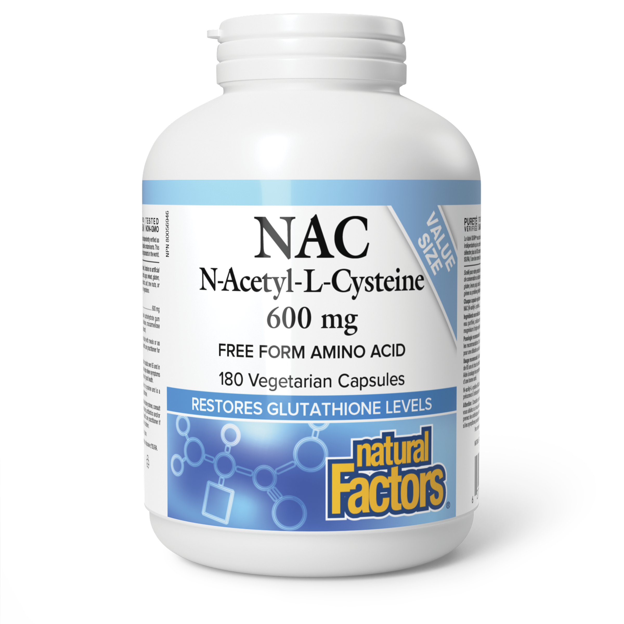 Natural Factors N-Acetyl-L-Cysteine 600mg 180 Vegetarian Capsules
