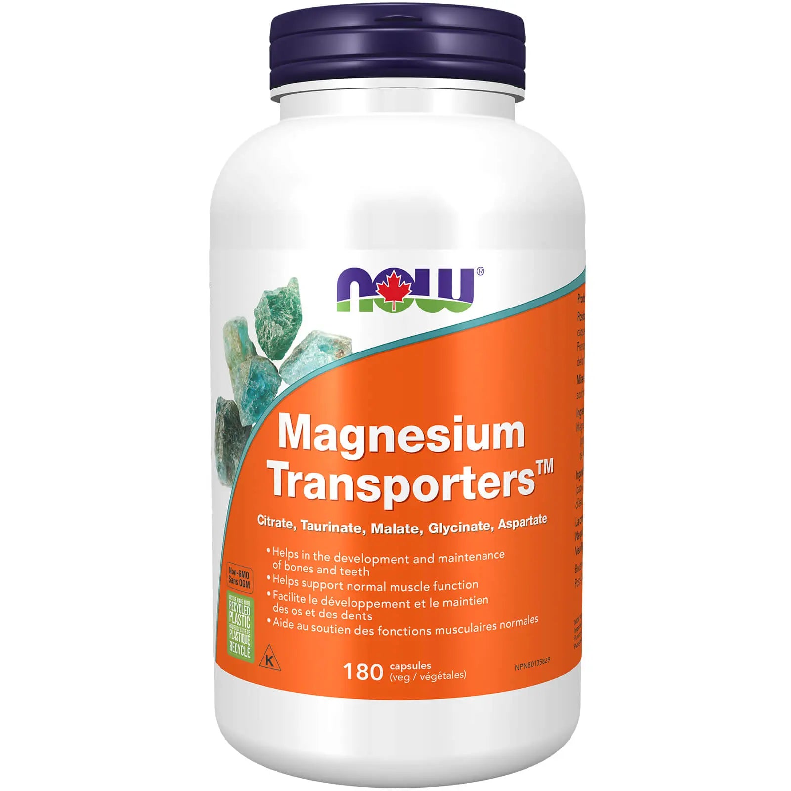 NOW Magnesium Transporters 180 Vegetarian Capsules