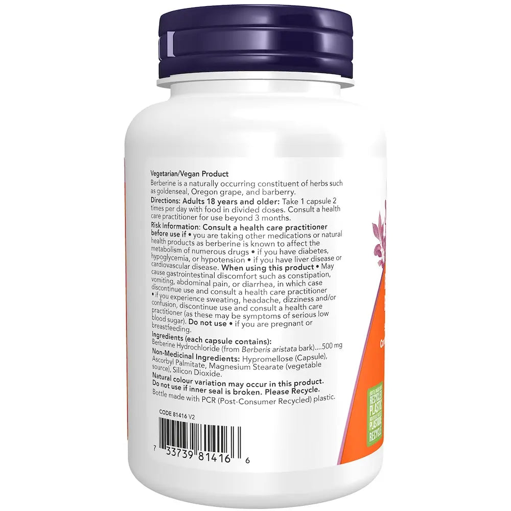 NOW Berberine HCL 500mg 90 Vegetarian Capsules