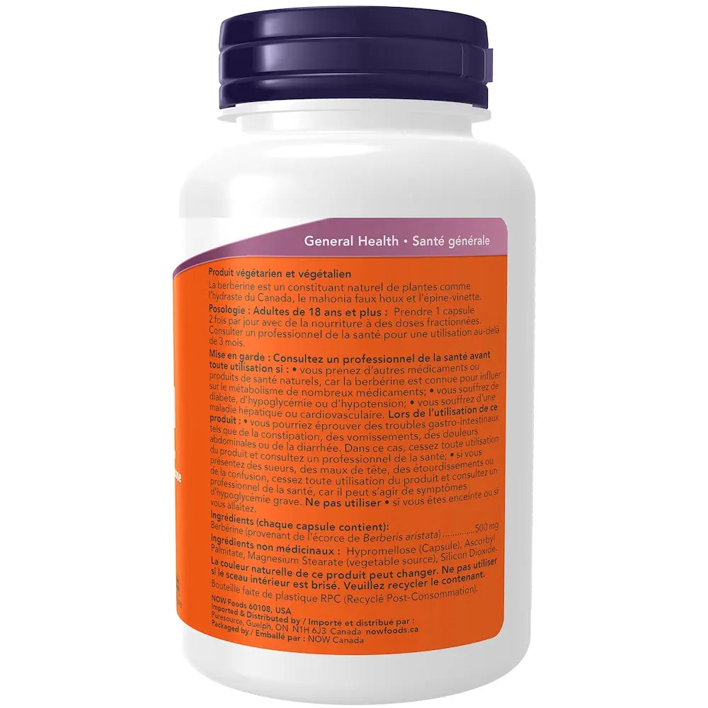 NOW Berberine HCL 500mg 90 Vegetarian Capsules