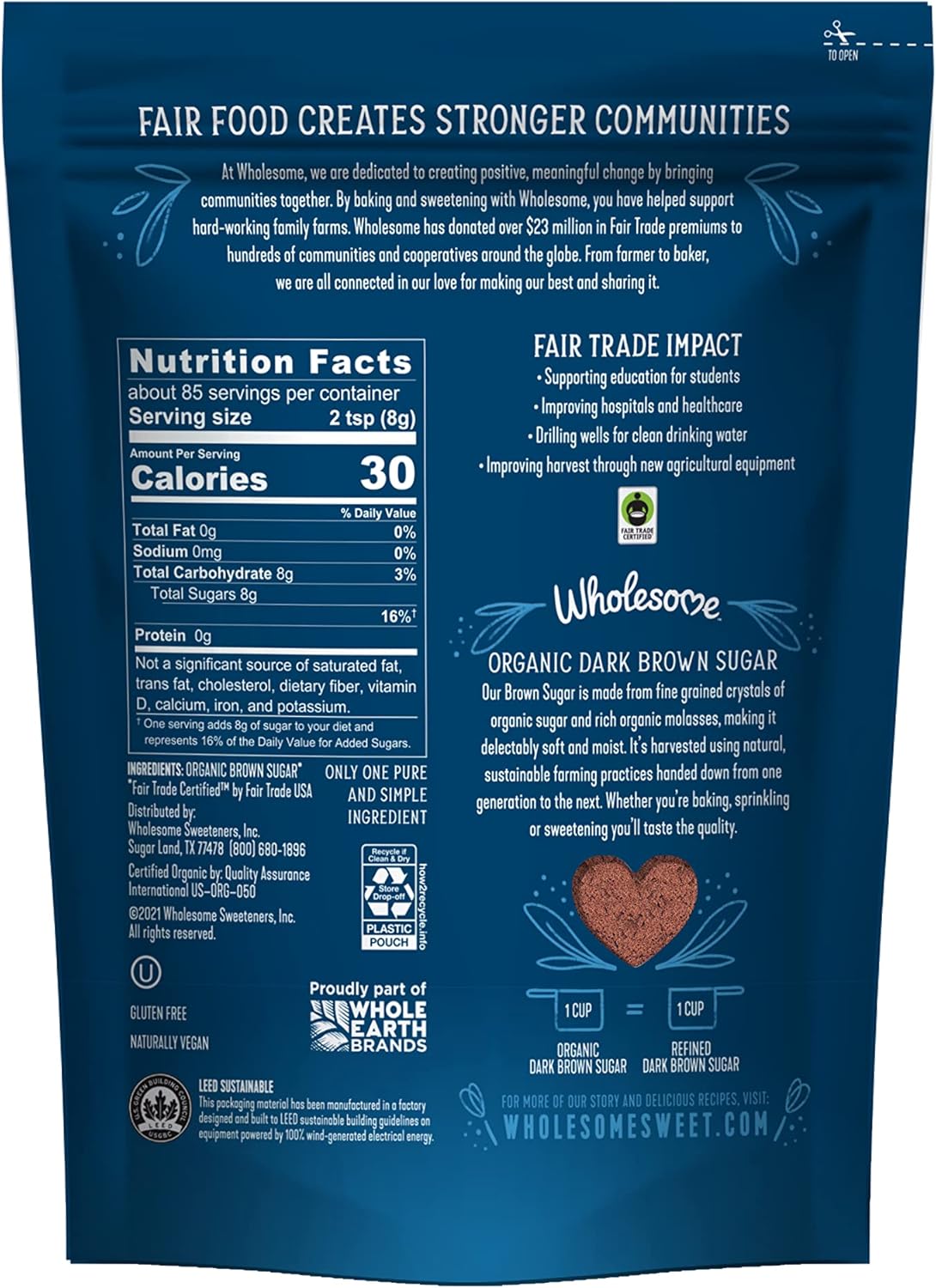 Wholesome Organic Dark Brown Sugar 681g