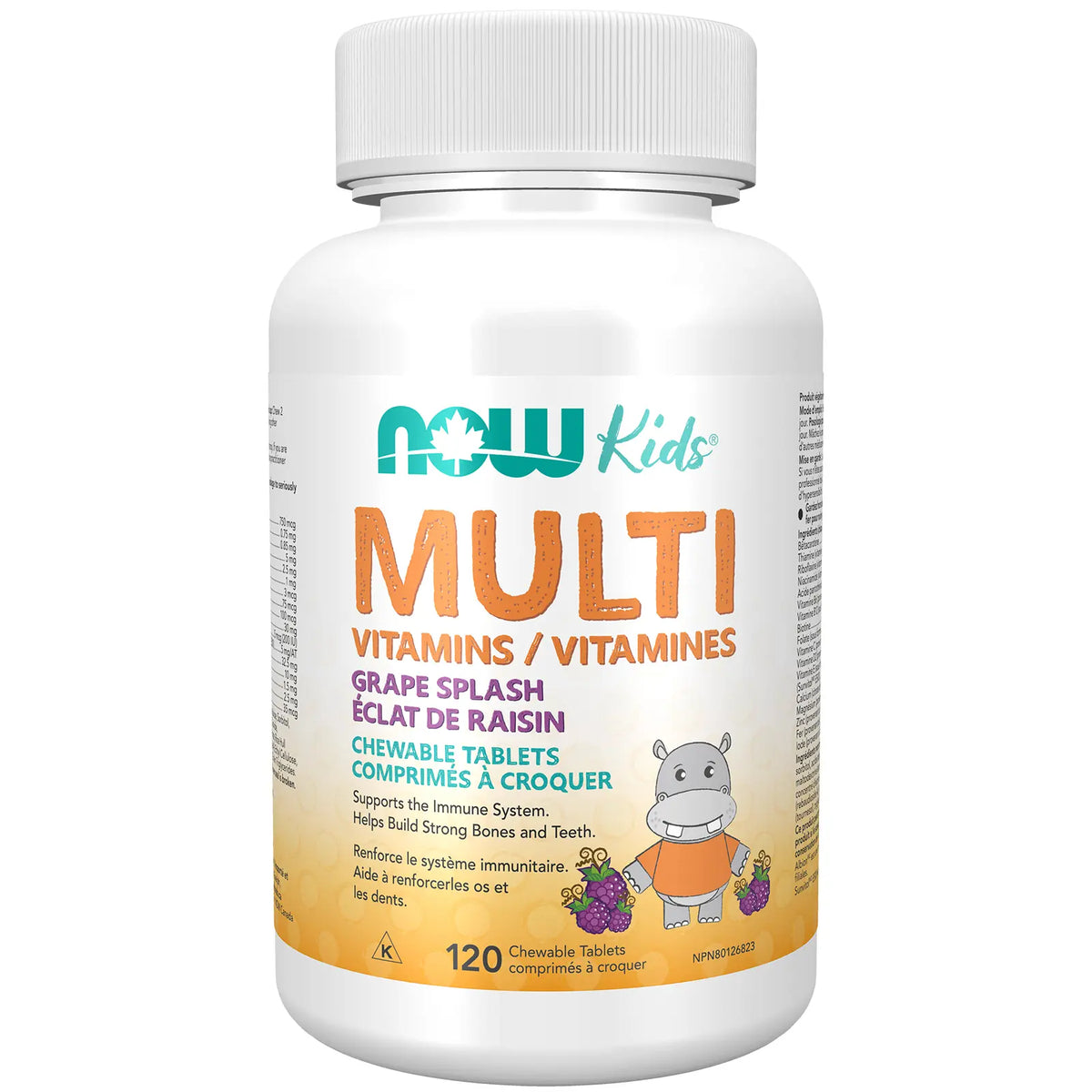 NOW Kids Multi Vitamins Grape Splash 120 Chewable Tablets — Inside U