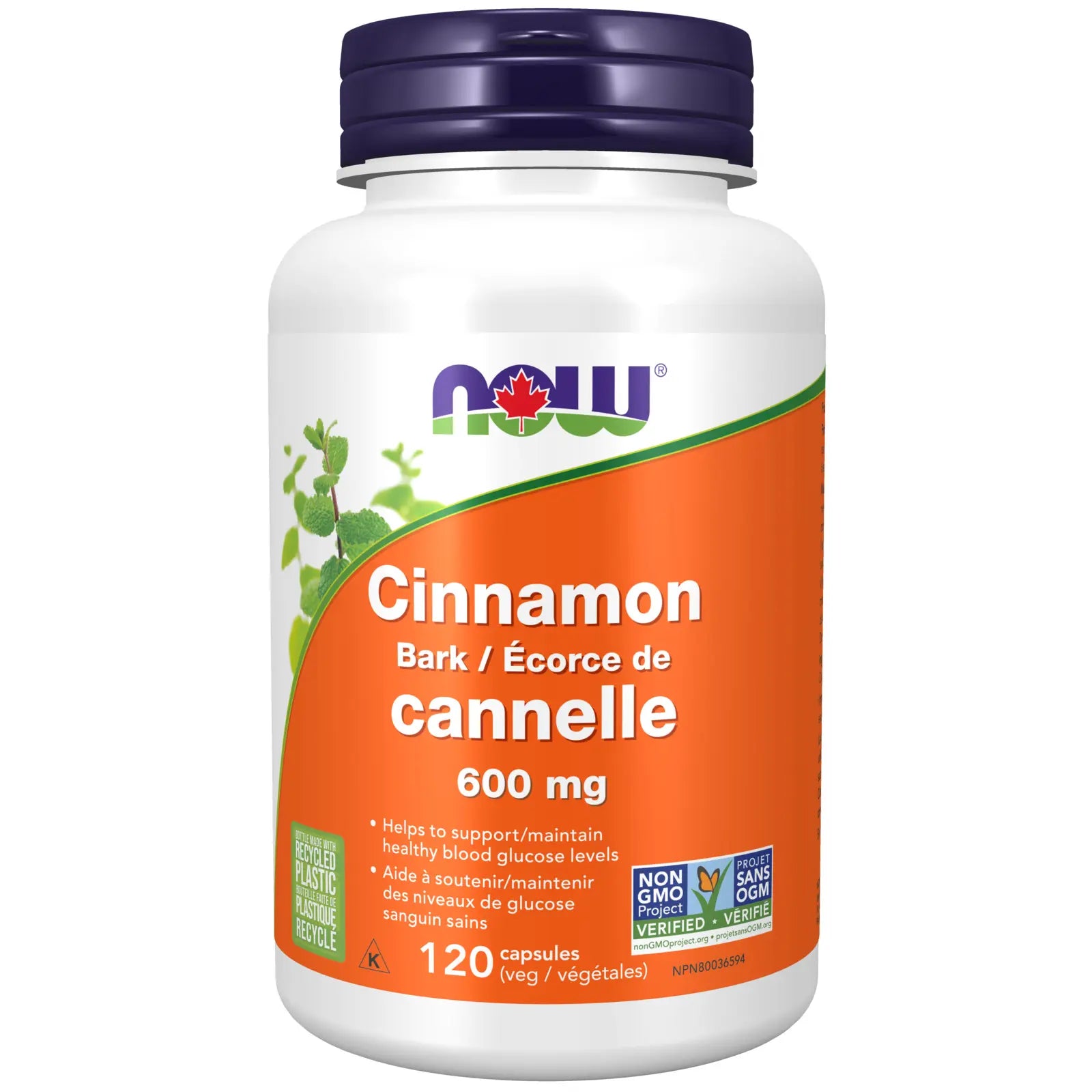 NOW Cinnamon Bark 600mg 120 Vegetarian Capsules