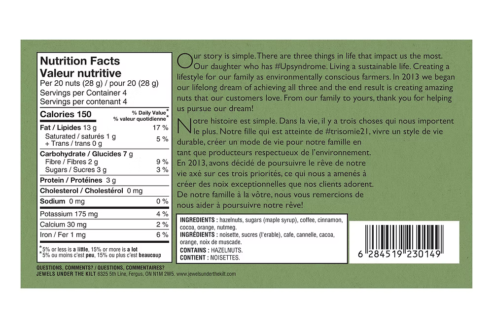 Jewels Under the Kilt Espresso Hazelnut Artisanal Nuts 115g
