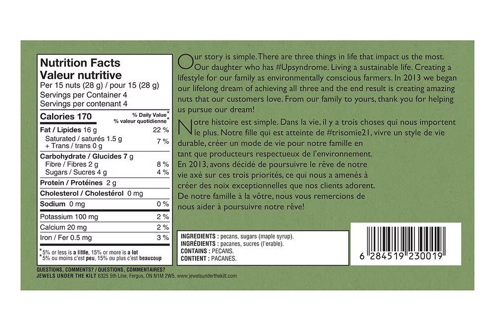 Jewels Under the Kilt Original Pecan Artisanal Nuts 115g