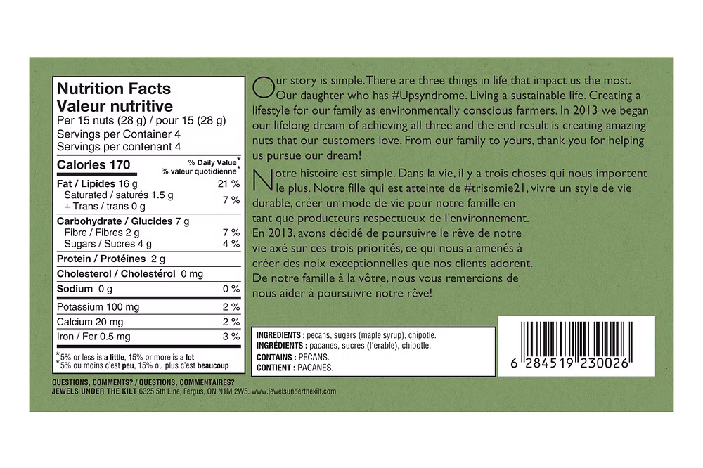 Jewels Under the Kilt Chipotle Pecan Artisanal Nuts 115g