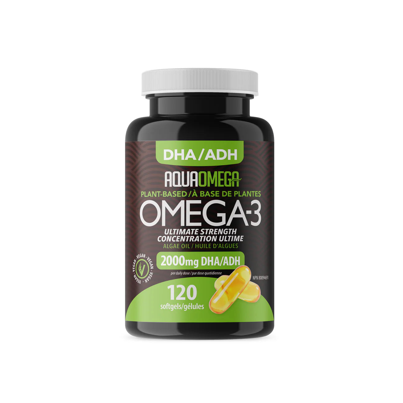 AquaOmega Ultimate Strength Plant-Based Omega-3 120 Softgels
