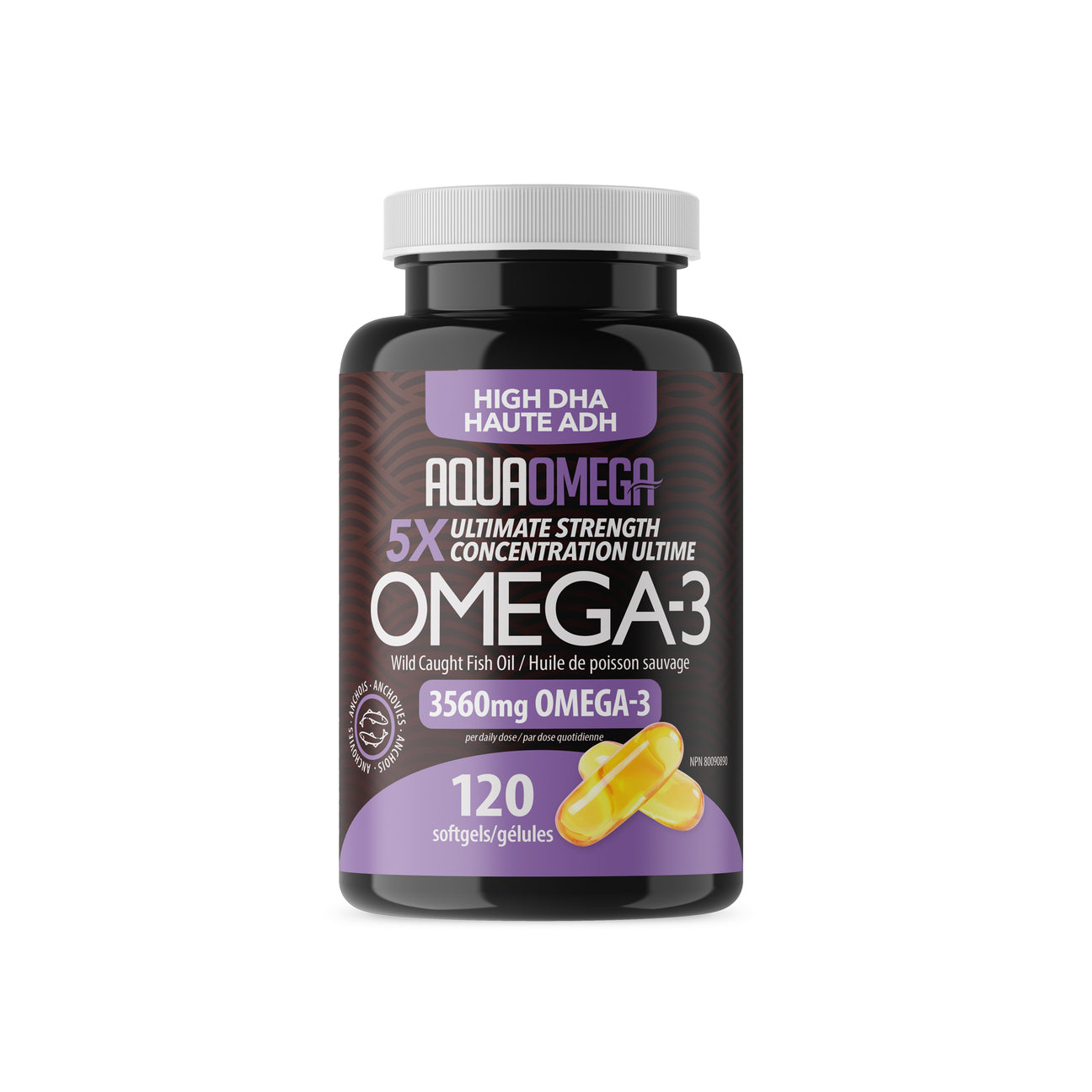 AquaOmega 5X Ultimate Strength DHA Omega-3 120 Softgels