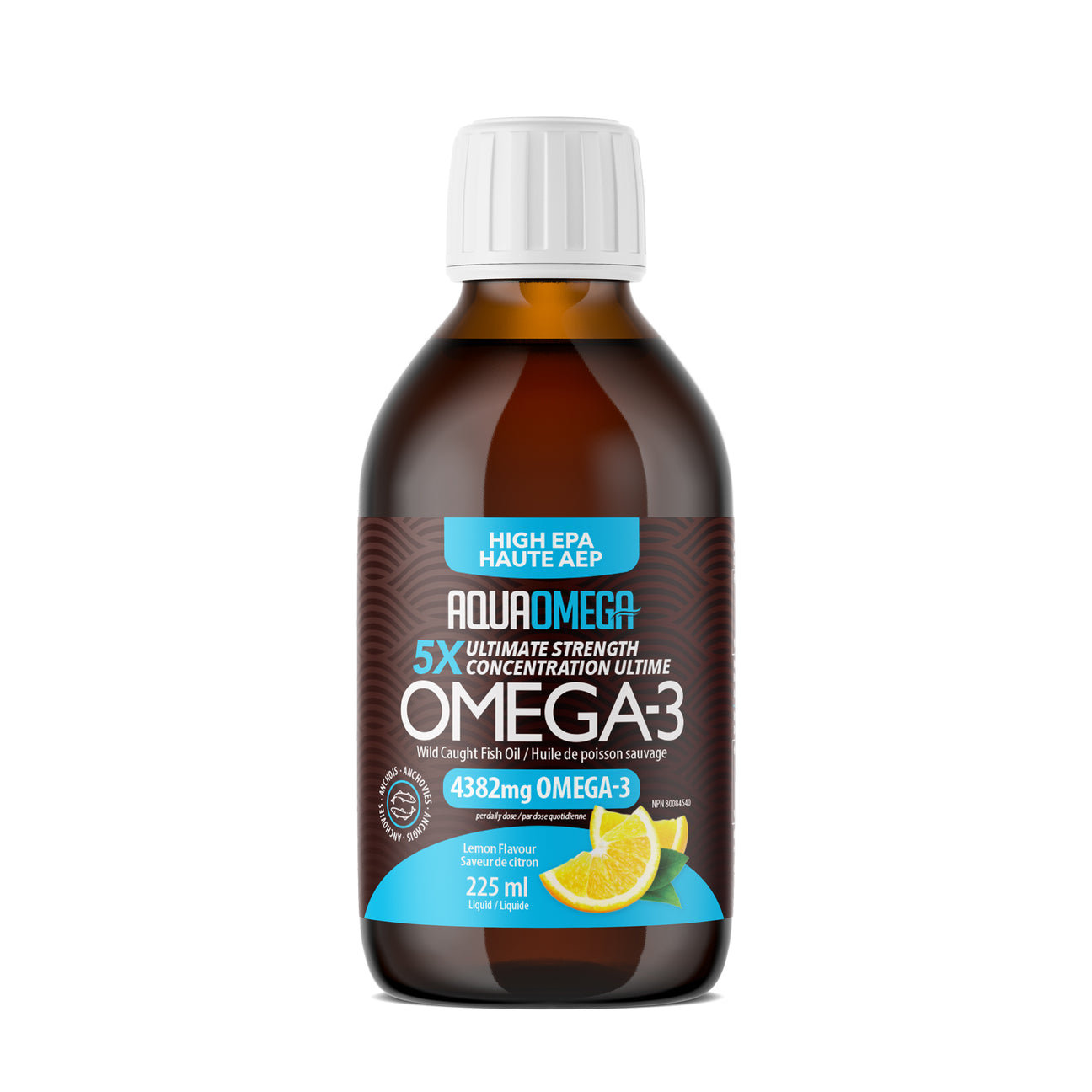 AquaOmega 5X Ultimate Strength EPA Omega-3 Lemon 225ml