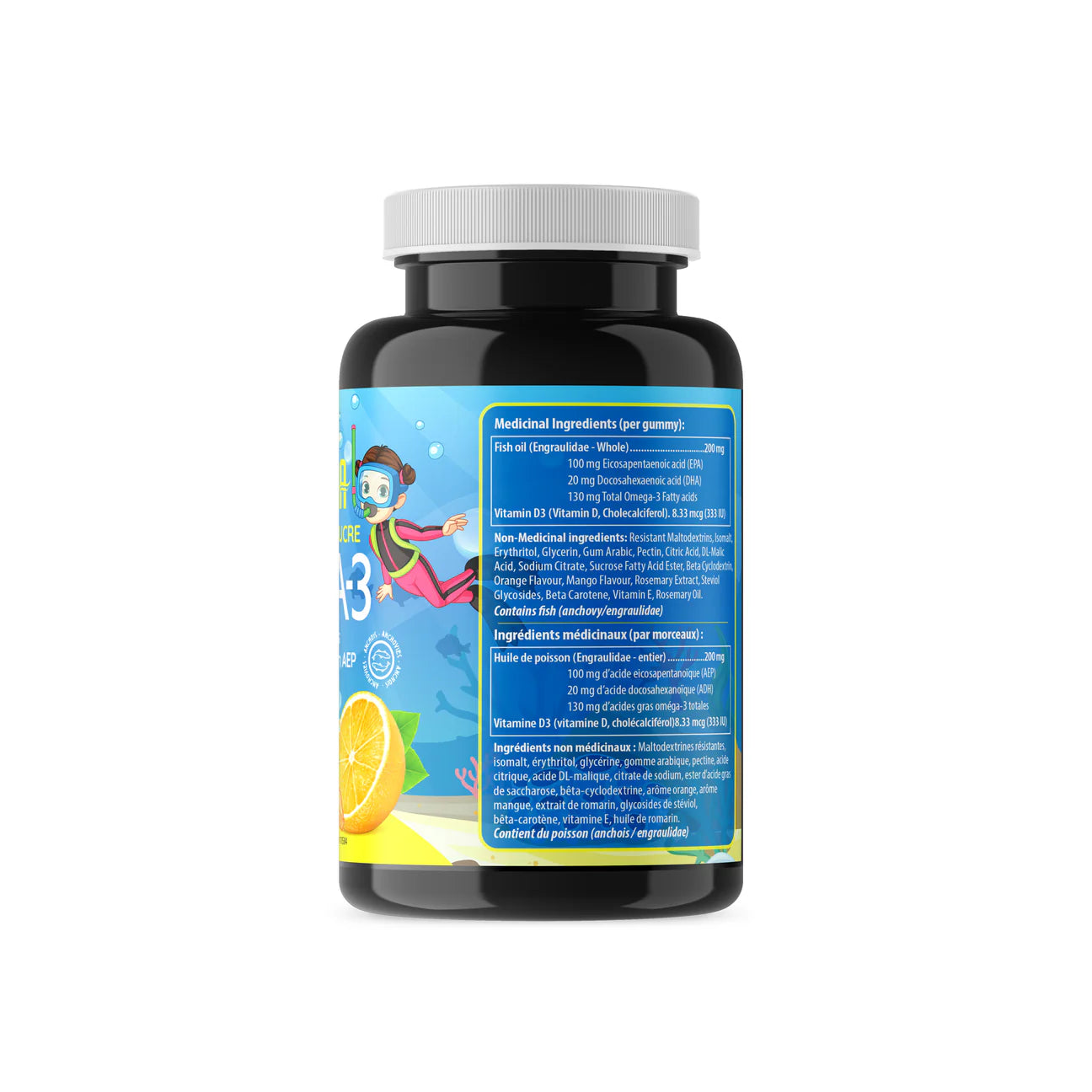 AquaOmega Kids High EPA Omega-3 Gummies 60 Orange Gummies