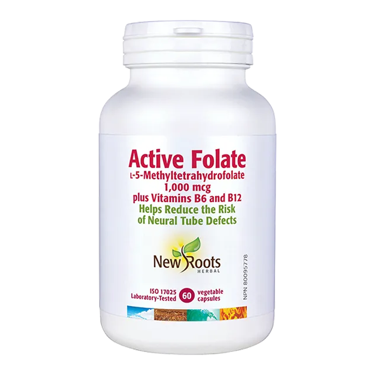 New Roots Active Folate (Folic Acid)  60 Vegetarian Capsules